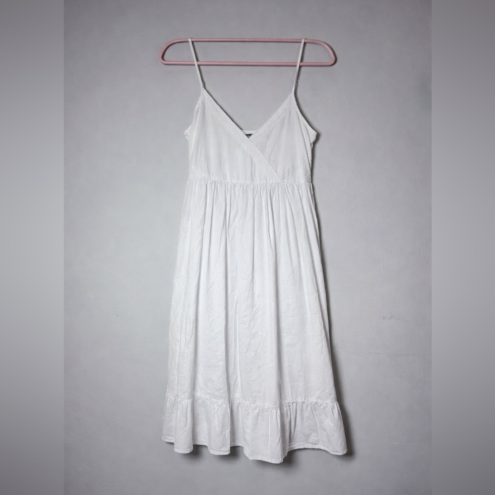 Brandy Melville White Cotton Babydoll Midi Dress NWT One Size